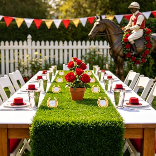 XLX TURF 8 Pack Artificial Grass Square Mats, 12"x12" Fake Grass Placemats to Match Table Runner for Golf Football Summer Party Table Centerpiece, Turf Patch for Crafts - Image 4