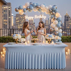Spandex Tablecloth 6FT Rectangle Table Cover 4 Pcs Dusty Blue Wrinkle-Free - Image 5