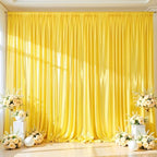 Yellow Satin Backdrop Curtains 2 Panels - Glitter Photo Drapes for Baby Shower, 10x10FT Shimmer Back Drop Cloth, Wrinkle Free for Birthday Graduation Party Wedding Background by WishCare
