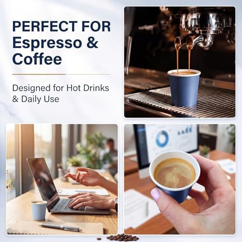 Roshtia 500 Pack 4 oz Paper Espresso Cups Elegant Dusty Blue Design, Small Disposable Cups for Espresso, Hot Tea, Baby Showers, Weddings, Parties, Picnics, Homes, Offices & Events - Image 4