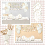 VioraWhite 183 Pcs Silly Goose Birthday Party Set Classical Beige - Image 3