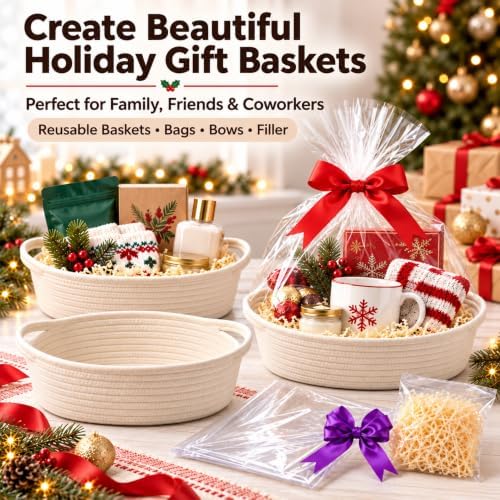 Gift Basket Kit Set of 5, Woven Rope Baskets for DIY Gifts - Image 3