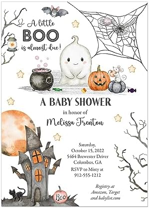 Halloween Ghost Baby Shower Invitation, A little boo is almost due by Handmade