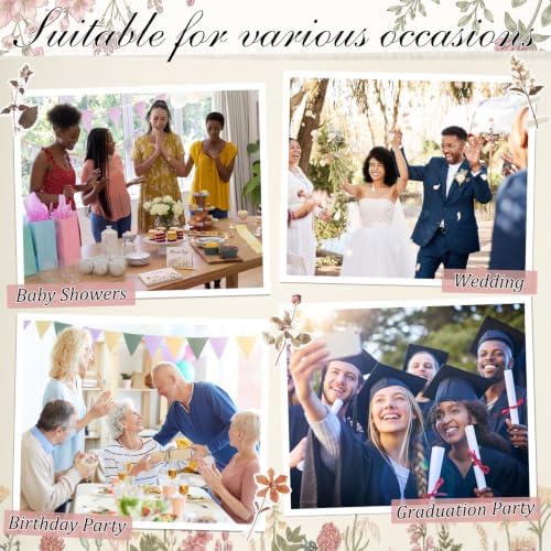 Ctosree Wildflower Baby Shower Guest Book with Pen,Pink Brown,8.3 * 6 Inch - Image 6