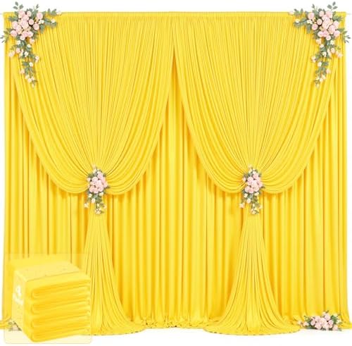 20ft x 12ft Yellow Backdrop Curtains Wrinkle Free Backdrop Curtain for Wedding Parties Yellow Fabric Backdrops Drapes Back Drop Cloth Bridal Shower Stage Curtains Wedding Decorations for Reception by Tao-GePartyDecorations