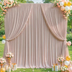 40x10ft Nude Backdrop Curtains for Wedding Parties Wrinkle Free Photo Backdrop Drapes for Photography Birthday Baby Shower Soft Fabric Party Backgournd for Photoshoot 5x10ft, 8 Panels by Partisky