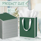 Yeaqee 50 Pack Metallic Paper Gift Bag Bulk with Handle, Green, White - Image 2