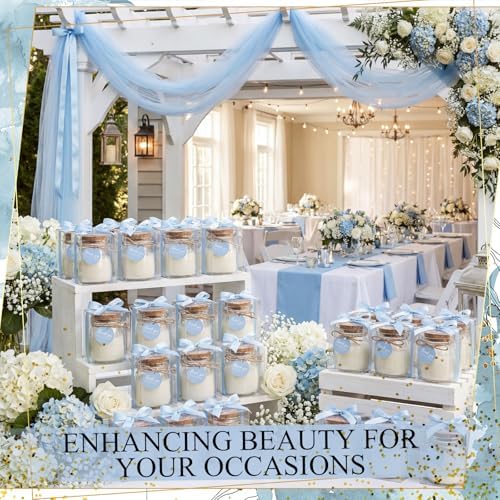 MTLEE 20 Sets Wedding Candle for Guests Blue Glass Jars Bridal Shower Favor - Image 4