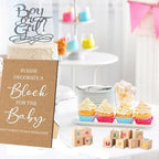 97 Pcs Baby Shower Game Sign Set Includes Decorative Square Signs 56 DIY Blank Wooden Blocks 20 Fabric Pens Baby Shower Game Prizes（Classical - Image 6