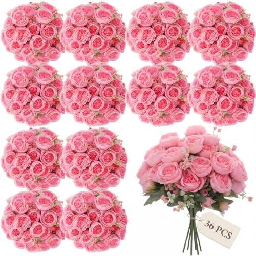 Geosar 36 Bundles Artificial Peonies Flowers,Pink by Geosar