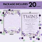 Amanda Creation Custom Baby Shower Invites Violet Baby Girl Twin Shower Invitations 20 5x7 Custom Personalized Violet Flower Baby Shower Invites With Envelopes - Image 4
