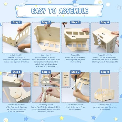 Rolling Baby Shower Wooden Crate Gift Basket with Wheels Nursery - Image 6