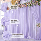 40ft x 10ft Lilac Backdrop Curtains, Wrinkle-Free Sheer Chiffon Fabric Photo Backdrop Drapes for Wedding Arch Party Ceremony Stage Photography Decorations - Image 6