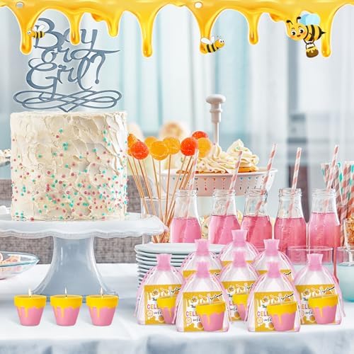 Conelist 24 Sets Bee Themed Candle Set for Baby Shower Party Favors Cute Honey Jar Candle with Thank You Tags Organza Bags Baby Shower Gifts for Guest Gender Reveal Party Decoration Gifts (Pink) - Image 6
