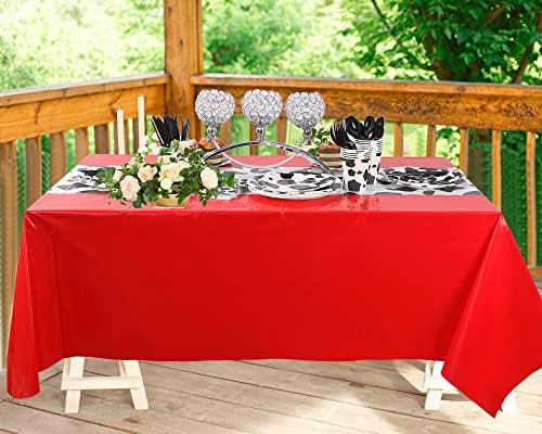 Oudain 222 Pcs Cow Dinnerware Set for 20 Guest Cow Tablecloth Plates and Napkins Cowgirl Party Decorations Cowboy Table Runner Plastic Black White Party Supplies(Black, White, Red,Classic) - Image 5