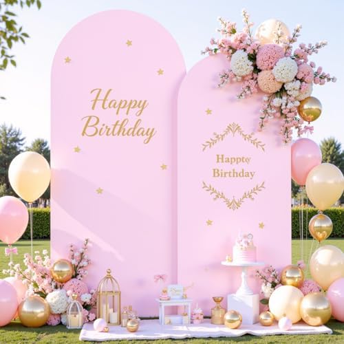 Pale Pink Photo Arch Backdrop Cover Set of 2 for Party Spandex 7.2 and 6ft Arch Covers Stretchy Backdrop Baby Shower Arch Stand Covers for Girls Birthday Wedding Bridal Shower Banquet Background by Suppromo