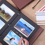 AIOR Leather Scrap Book Photo Album, Refillable Scrapbooking Album Vintage Memory Book Black Pages, Anniversary Birthday Christmas Gift for Women Mom Girl, Clover - Image 6