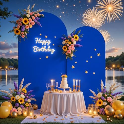 Royal Blue Arch Backdrop Cover 7.2FT 6FT Spandex Arch Covers Stretchy Backdrop Set of 2, Double-Layer Wrinkle Free Wedding Arch Stand Cover Party Backdrop Curtains for Baby Shower Birthday Party Decor - Image 2