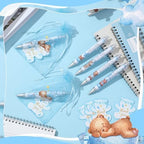 Chuangdi 50 Sets Baby Shower Favors Gifts for Guests Includes 50 Pcs Ballpoint Pens, Thank You Cards and Organza Bags(Blue Bear) - Image 3