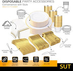 SUT 350 PCS Elegant White and Gold Disposable Dinnerware Set - Premium Dinner & Salad Plates, Cups, Napkins & Cutlery for 50 Guests - All-Inclusive Party Plastic Plates - Image 5