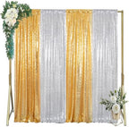 4 Panels 2FTx8FT Gold & Silver Sequin Backdrop Curtain | Sparkling Party Decor | Photo Booth Background for Events, Weddings, and Celebrations - Image 3