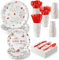 LemonRoad 175 Pcs Little Love Ladybird Party Supplies, Garden Floral Disposable Tableware Set for 25 Guests, 9" Plates, 7" Dessert Plates, Cups, Napkins and Red Cutlery for Baby Shower Birthday by Unknown