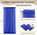 40ft x 10ft Royal Blue Backdrop Curtains, Wrinkle-Free Sheer Chiffon Fabric Photo Backdrop Drapes for Wedding Arch Party Ceremony Stage Photography Decorations - Image 2