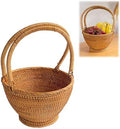 Wicker Picnic Basket with Double Folding Handles: Handmade Woven Picnic Basket, Garden Basket Harvest Basket, Natural Small Wicker Basket with Handle for Storage, Camping, Home Decor (Round Basket) by ABCISI