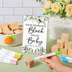 Tatuo 75 Pcs Baby Shower Party Block Games Sign to Decorate,Greenery - Image 5