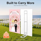 White Wedding Backdrop Stand, Balloon Arch Stand Adjustable, Wedding Arbor Backdrop Frame, Party Backdrop Stand Folding, Freestanding White Backdrop Stand for Birthday Party Baby Shower Photo Booth - Image 5