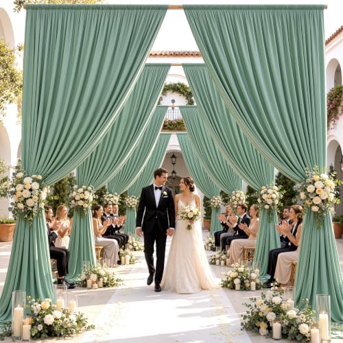 50ft×15ft Sage Green Backdrop Curtain for Wedding Parties by PartyVillage