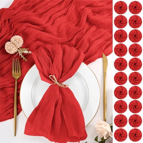 100 Pack Red Cloth Napkins 20x20Inch Cheesecloth Napkins by Lumaycens
