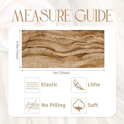 Wokceer Cheesecloth Table Runner Khaki 10FT Boho Gauze Runner, 12 Pack - Image 2