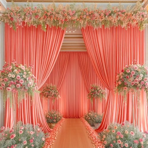 10x10 Orange Backdrop Curtain for Parties Wrinkle Free Orange Photo Curtains Backdrop Drapes Fabric Decoration for Wedding Birthday Party Baby Shower 5ft x 10ft,2 Panels - Image 4
