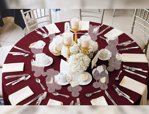 YMHPRIDE 6 Pack Round Tablecloth Burgundy Table Cloth 120 Inch Polyester Round Table Cloth,Burgundy Tablecloths Round Washable Fabric Table Covers for Wedding,Party,Dining,Banquet - Image 5