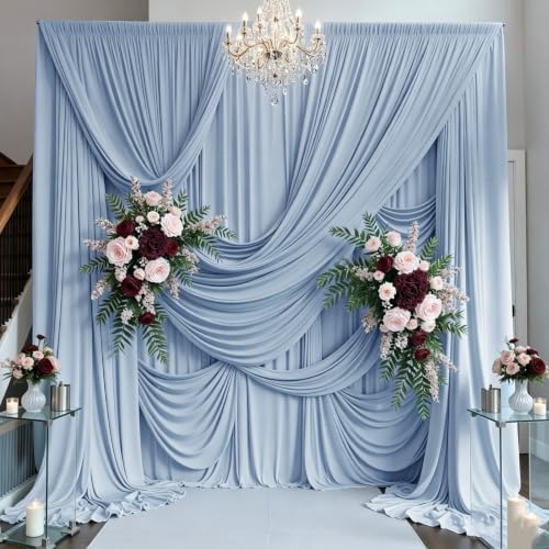 10ft×15ft Dusty Blue Backdrop Curtain for Wedding Parties by PartyVillage