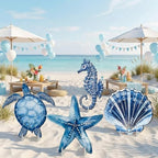 4 Pack Under The Sea Party Decorations Sea You Soon Decoration 20.47 Inch Large Birthday Party Cardboard Cutout Blue Turtle Seahorse Starfish Shell Stand-ups Ocean Theme Photo Booth Props by Unknown