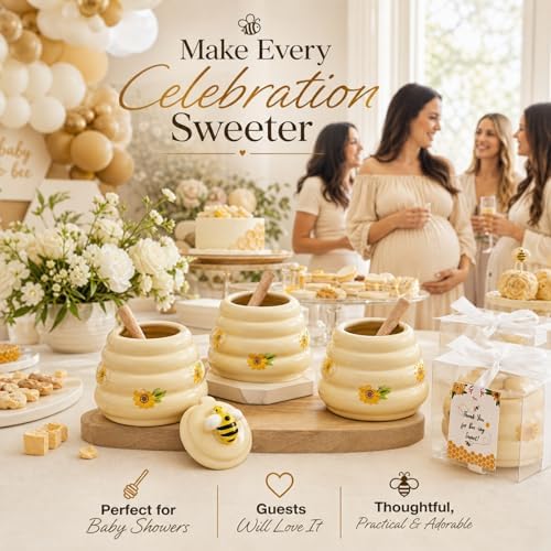 Yinder 18 Pcs Baby Shower Prize for Winners Honey Party Favors 3 oz Ceramic Honey Jars with Dippers Mini Bee Themed Pots with Goodie Boxes for Baby Shower Wedding Favors Bee Themed Party Gifts - Image 6
