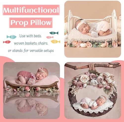 2PC Newborn Photography Butterfly Posing Pillow, Faux Leather Basket Filler - Image 3