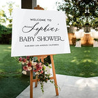 Andaz Press 16"x20" White Acrylic Personalized Baby Shower Welcome Sign, Gender Neutral Large Custom Sign for Easel Stand, Baby Shower Decorations - Image 4