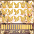 Lewtemi 15 Pcs Butterfly Gold Wedding Table Numbers 1-15 with Stands, Double Sided Mirror 4x5 Inch Acrylic Butterfly Signs Numbers for Reception, Wedding, Party, Anniversary, Events Table Decor - Image 5