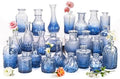 Clear Gradient Blue Glass Bud Vase Set of 24 Pcs,Small Bud Vases in Bulk,Glass Crystal Flower Vases Table Centerpieces for Party Event Wedding Decor Baby Shower Decorations (Gradient Blue, 24 Pcs) by JXINDUJU