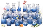 Clear Gradient Blue Glass Bud Vase Set of 24 Pcs,Small Bud Vases in Bulk,Glass Crystal Flower Vases Table Centerpieces for Party Event Wedding Decor Baby Shower Decorations (Gradient Blue, 24 Pcs) by JXINDUJU