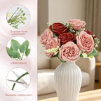 24 Bundles Peonies Artificial Flowers Bulk, Dusty Rose & Terracotta - Image 3