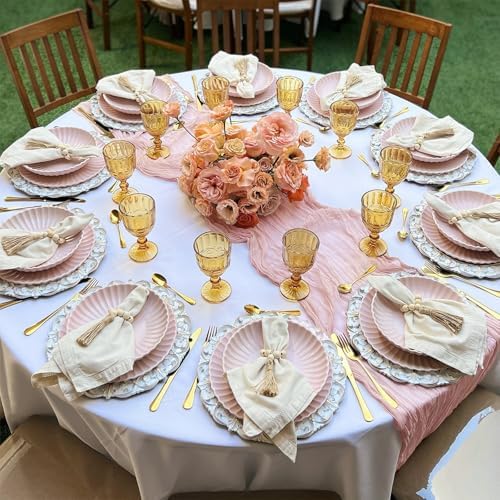 12 Pack Blush Pink Cheesecloth Table Runner 10Ft 23 x 120 Inch - Image 7