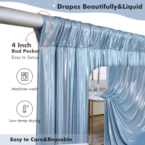 20ftx10ft Dusty Blue Sequin Backdrop Curtain for Wedding Parties - Image 5