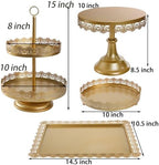 TOPZEA 4-Piece Gold Cake Stand Set, Vintage Metal Dessert Table Display Set with 2-Tier Cupcake Holder & Serving Trays for Wedding, Baby Shower, Tea Party, Birthday Decorations - Image 2