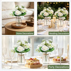 10 Sets Mason Jars Flower Table Centerpiece with White Rose - Ivory - Image 5