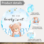 We Can Bearly Wait Backdrop 10 x 8 ft Blue Boho Baby Shower Background - Image 6