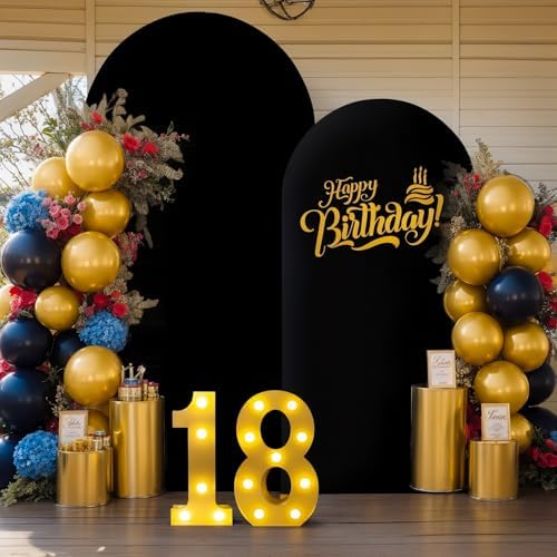 Black Arch Backdrop Cover 7.2FT 6FT Spandex Arch Covers Stretchy Backdrop Set of 2, Double-Layer Wrinkle Free Wedding Arch Stand Cover Party Backdrop Curtains for Baby Shower Birthday Party Decoration by Tao-GePartyDecorations
